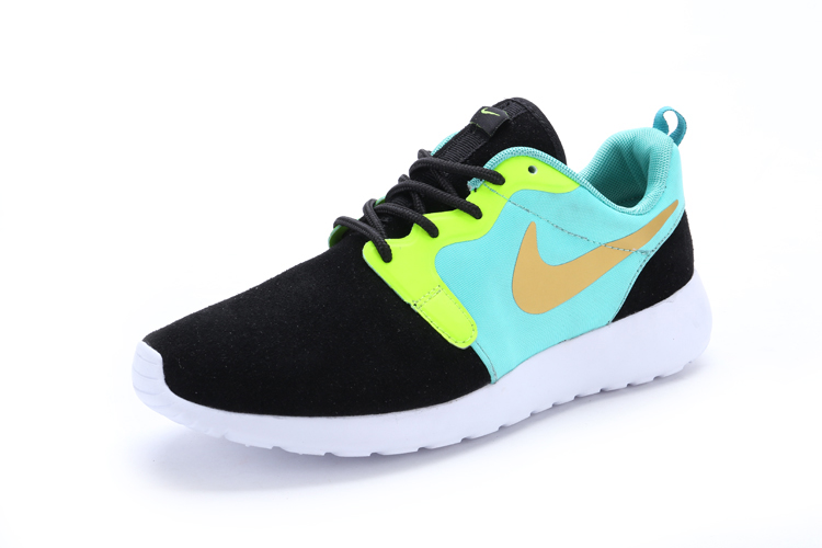 nike rosherun hyp prs qs bleu noir chaussures jaunes (4)